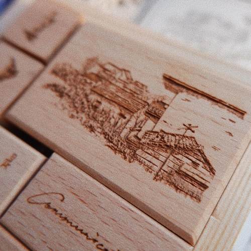 两只浣熊图案文字印章手帐拼贴