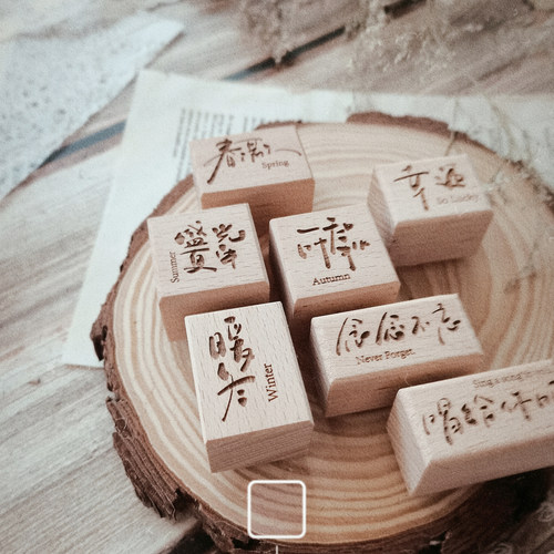 两只浣熊实木树脂印章新品