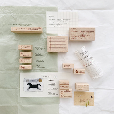 榉木实木印章两只浣熊新品