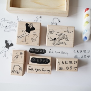 两只浣熊｜白夜屠龙 日常生活宠物手账印章图章实木 宠乐时光