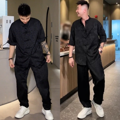 4新中式提花盘扣套装男女同款