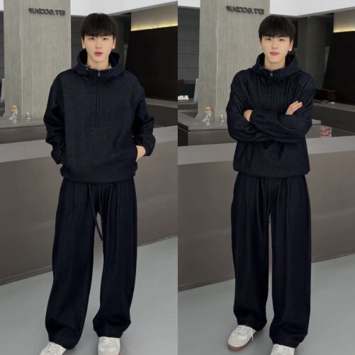 秋季新款男士轻奢休闲牛仔套装