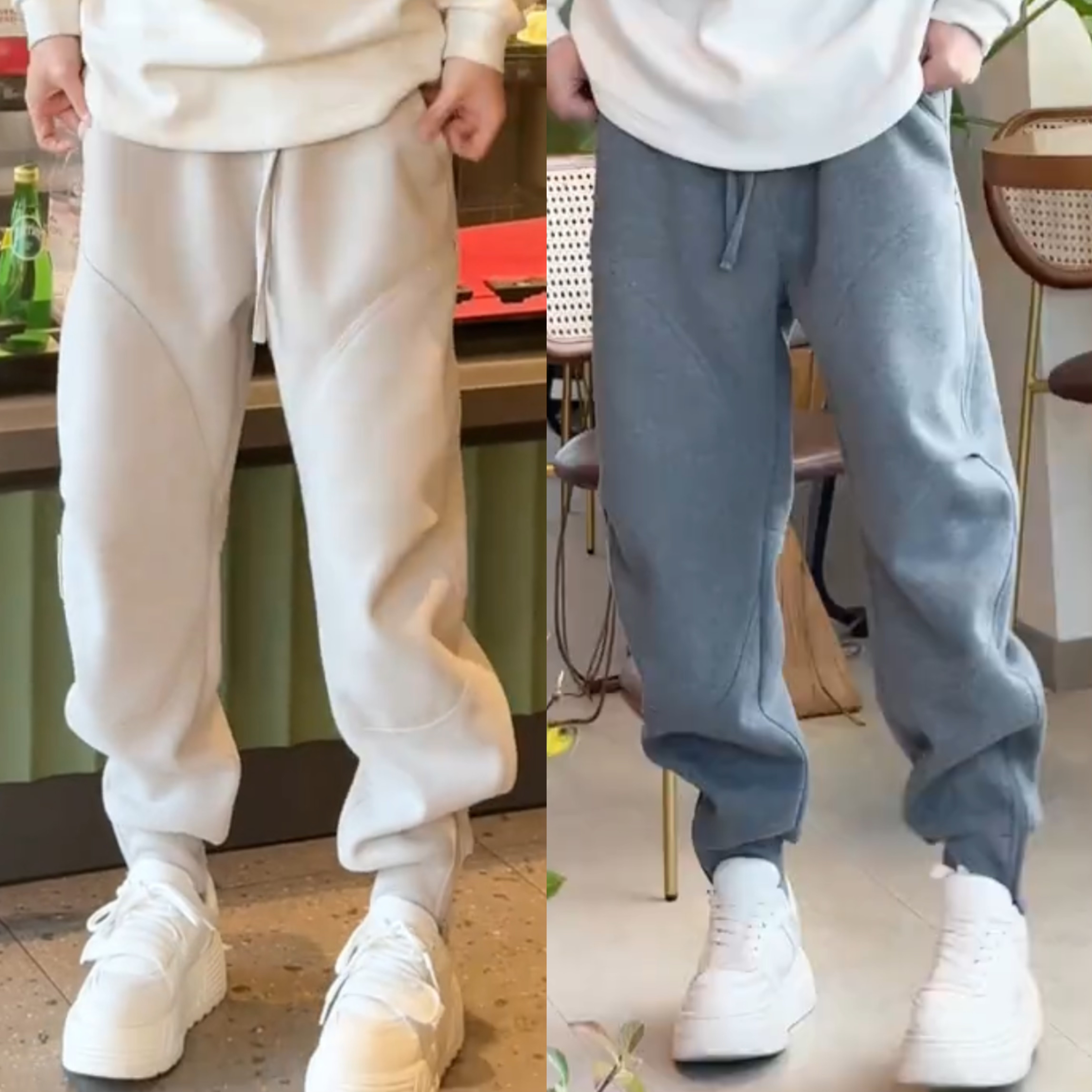 秋冬新款加绒保暖痞帅束脚休闲卫裤男士宽松小脚百搭拉链运动长裤