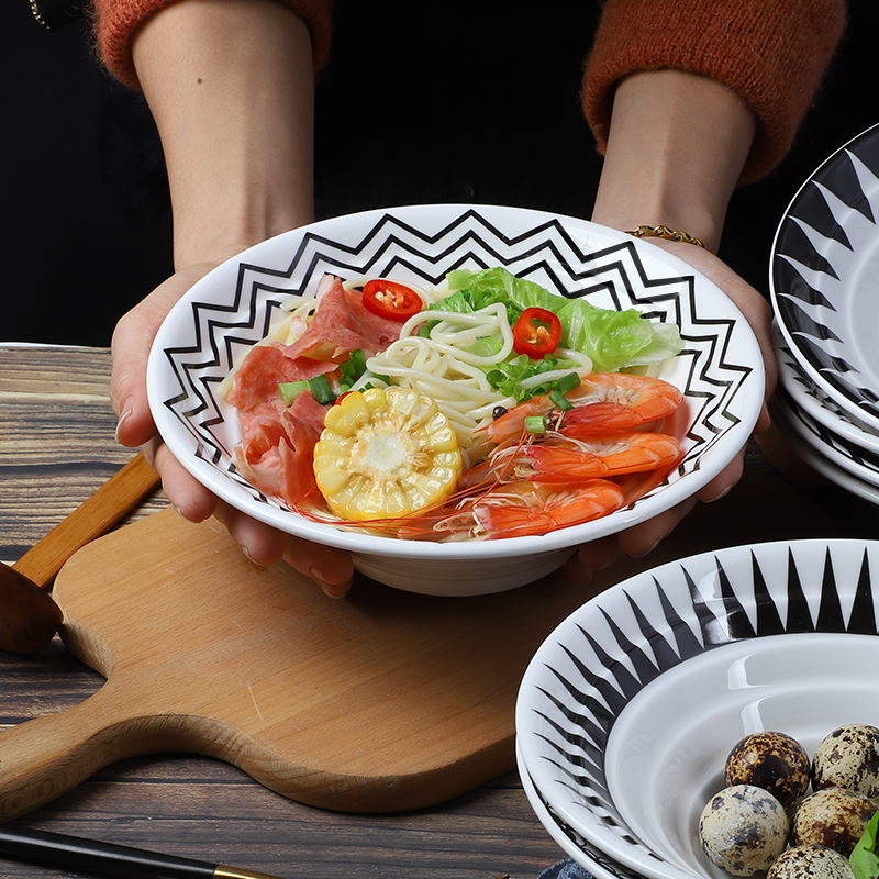 泰留恋北欧时尚陶瓷家用泡面碗米饭碗喝汤水果沙拉斗笠喇叭碗631