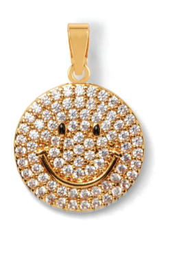 铜镀真金官同款出口余挪威CH笑脸锆石吊坠