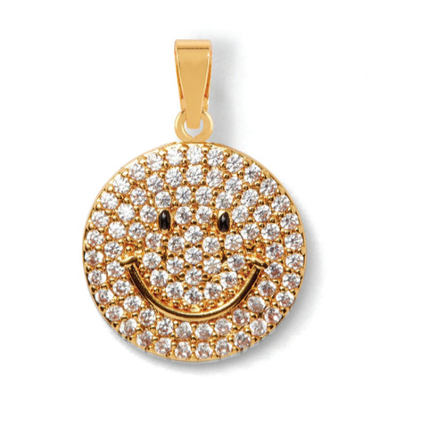 铜镀真金官同款出口余挪威CH笑脸锆石吊坠