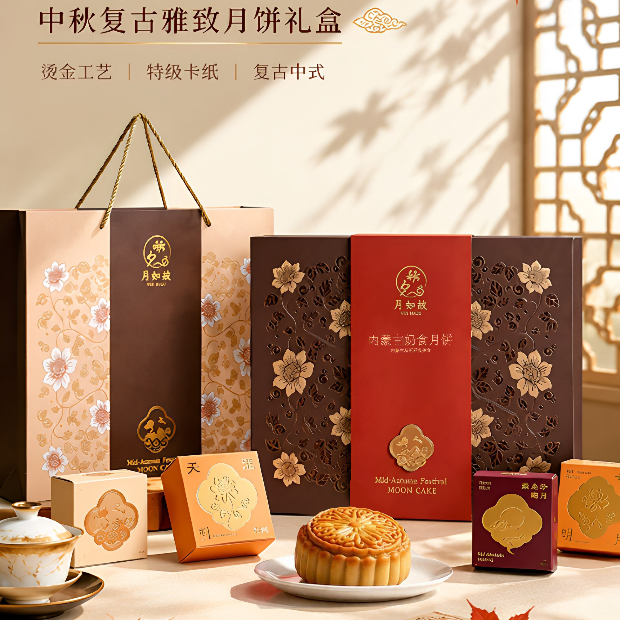 中秋月饼礼盒 内蒙古特产奶制品奶皮子月饼礼盒奶豆腐月饼六粒装