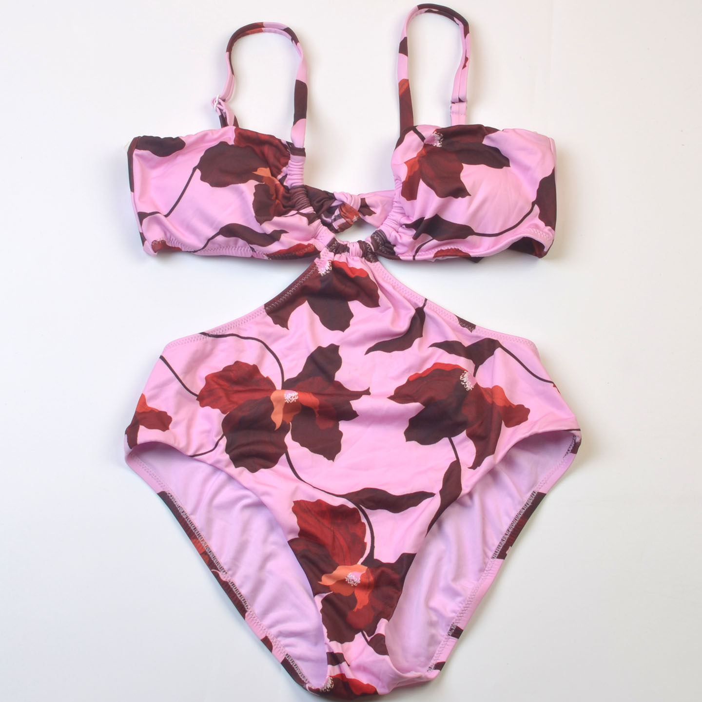 美国品牌Sanc**海边性感时尚连体泳衣显瘦女款泳装带胸垫