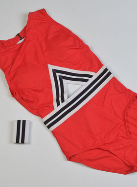 特价复古高领运动显瘦三角包臀连体泳衣女泳装女泳池沙滩带胸垫