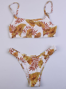 澳洲品牌外贸比基尼冲浪泳衣女热带印花聚拢显瘦性感bikini出口