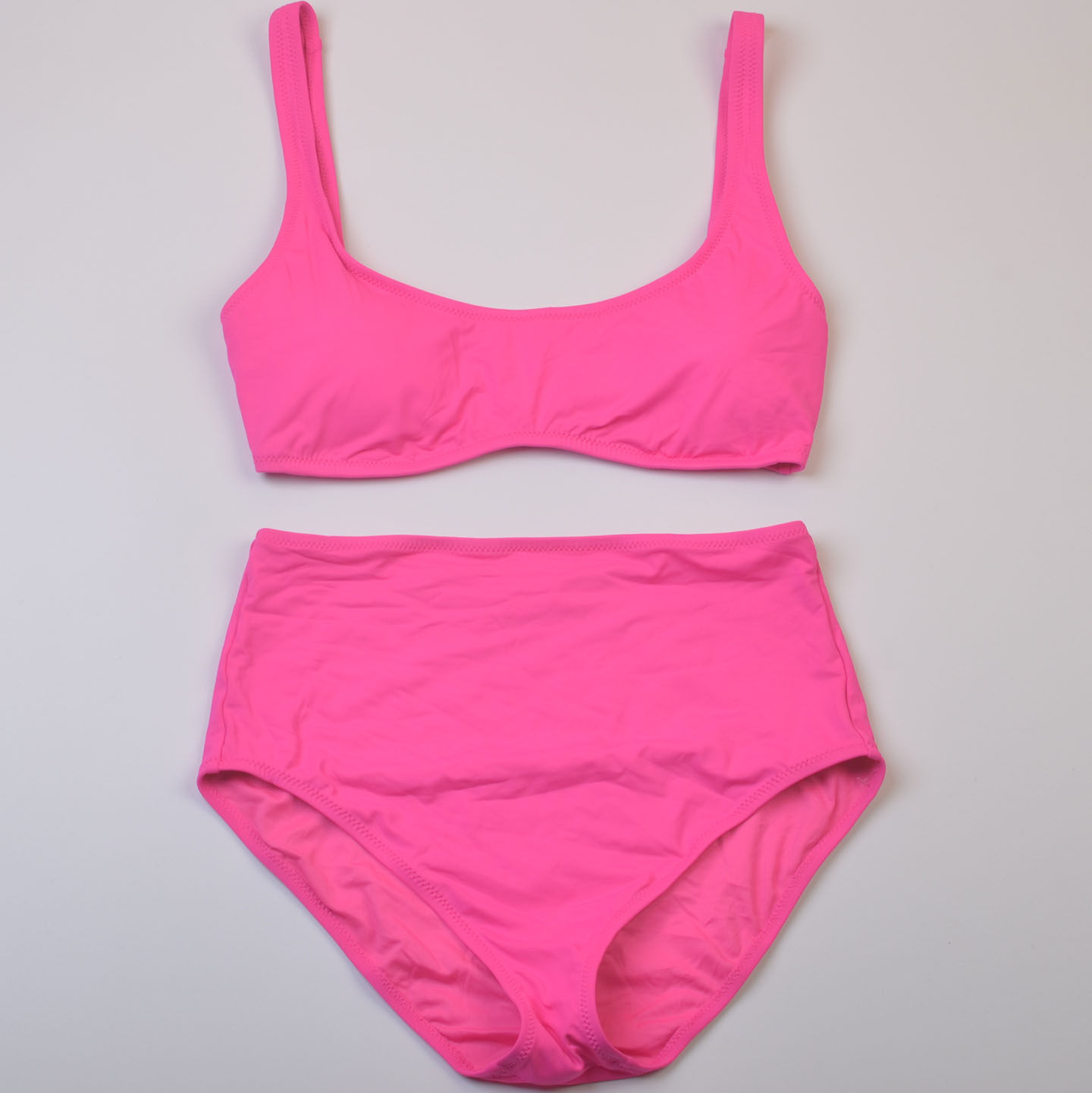 外贸时尚品牌GA**海边性感纯色分体泳衣女款bikini温泉泳装带胸垫