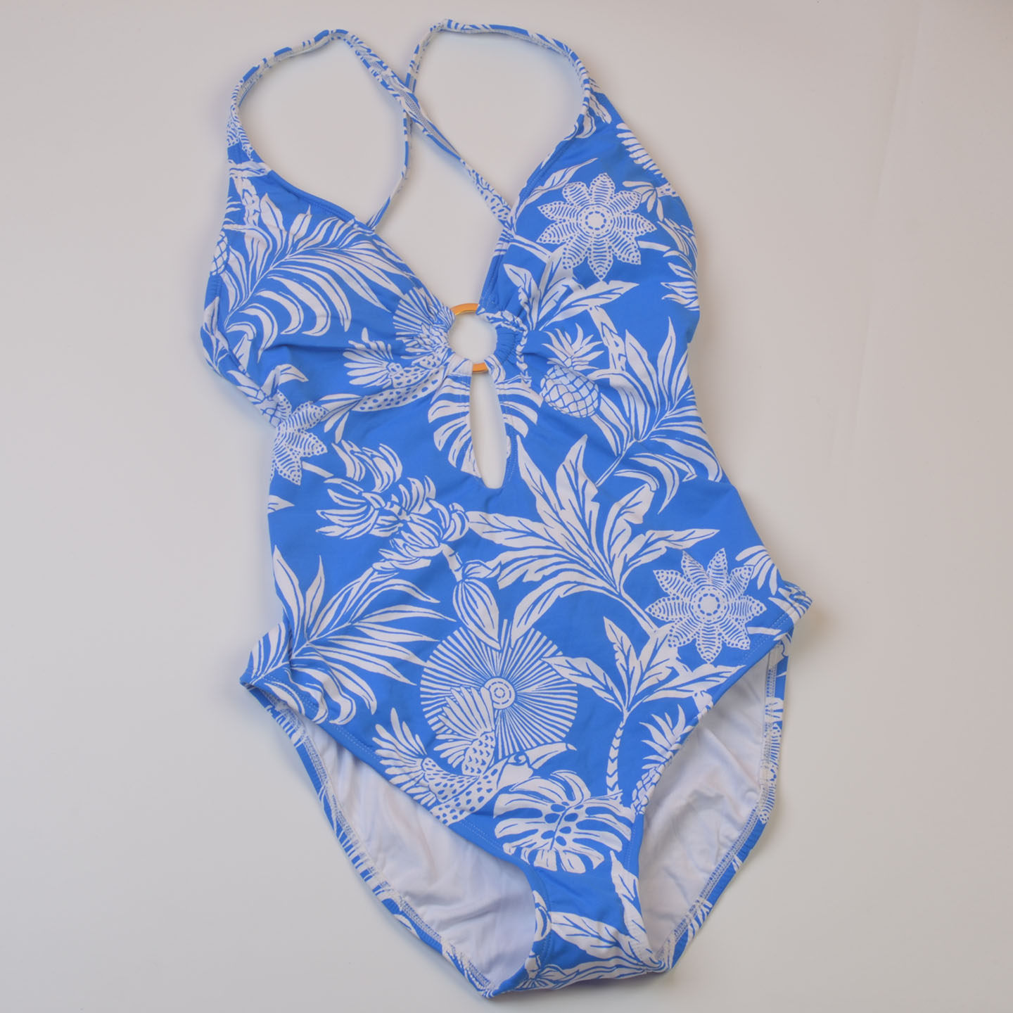 新款设计师品牌BLEU聚拢时尚连体泳衣修身显瘦度假温泉大码泳装女