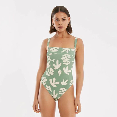 澳洲复古抹胸女高级度假连体泳衣