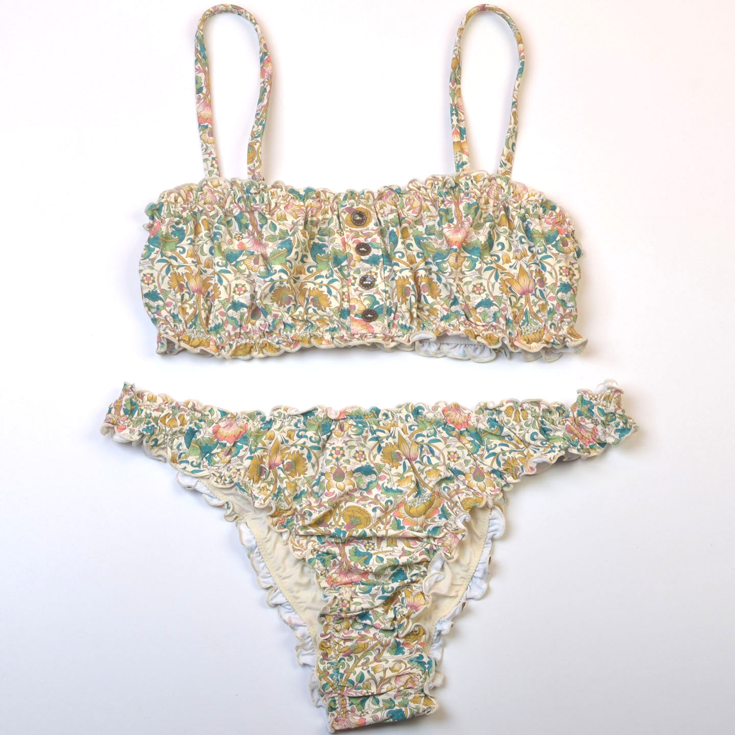 英国时尚品牌海边印花绑带比基尼性感bikini度假沙滩分体泳衣女款