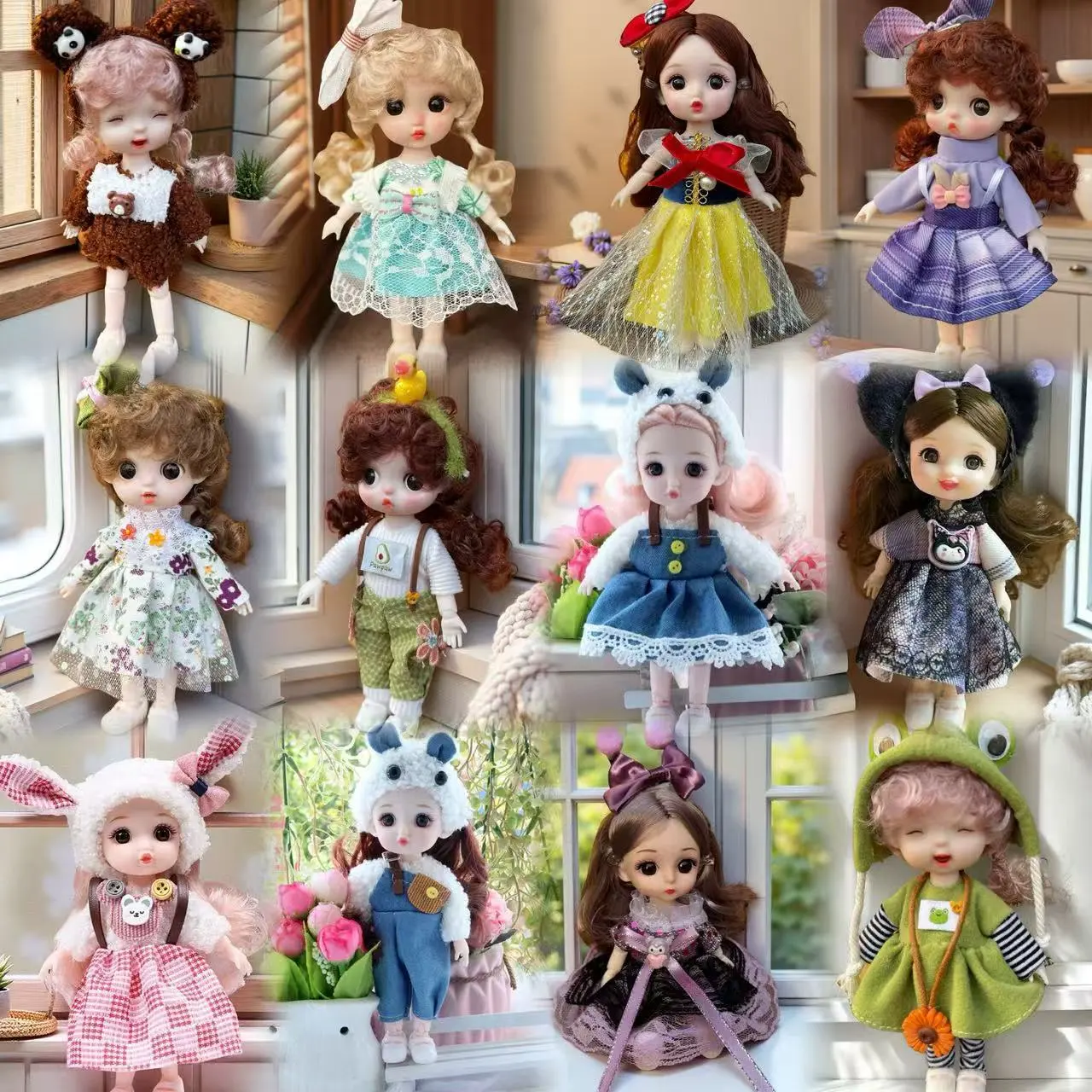 16-17厘米恒潮迷糊芭比关节娃娃套装ob11女孩生日礼物8分换装玩具