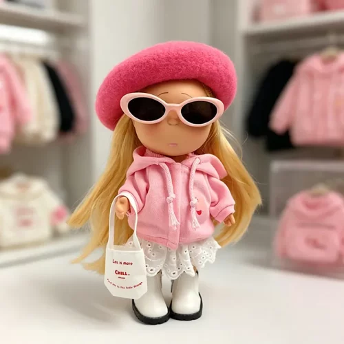 西班牙Mia24厘米土豆娃娃衣服胖宝粉色连帽卫衣白色堆堆袜套着替