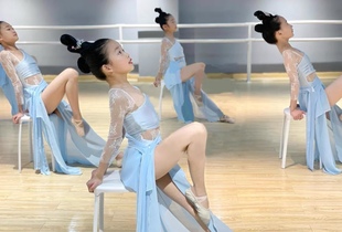 春三月古典踏浪舞蹈服飘逸练功同簪舞蹈服紫金金晨芒种古风演出服