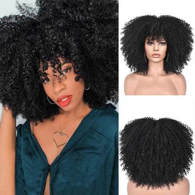 Women's Rose Net Afro Fluffy Synthetic Full Wig玫瑰炸头假发