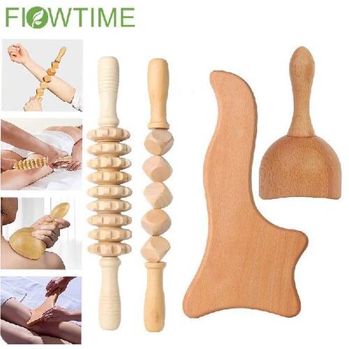 1PCS Wooden Lymphatic Drainage Massager Neck Back Body Massa