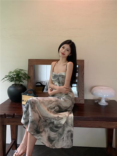 新中式水墨画荡领吊带