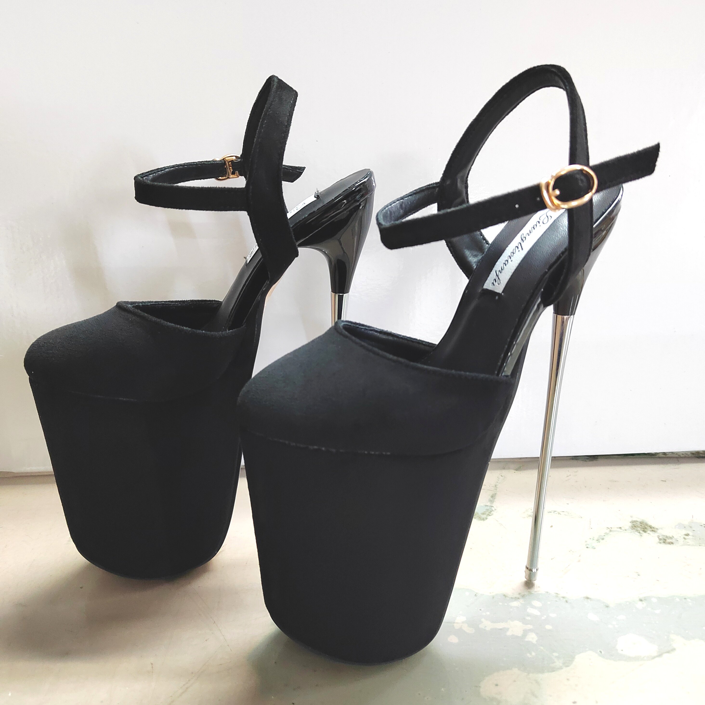 超高跟鞋22公分细钢跟外防水台钢管舞女鞋模特演出鞋黑色半包头,女鞋,一字带凉鞋,淘宝优惠券,粉丝福利购,淘宝优惠卷