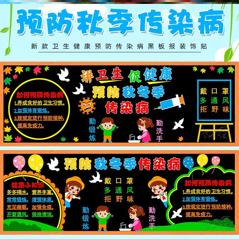 墙贴教室班级墙贴小学预防传染病黑板报校园主题疫情学校洗手标语