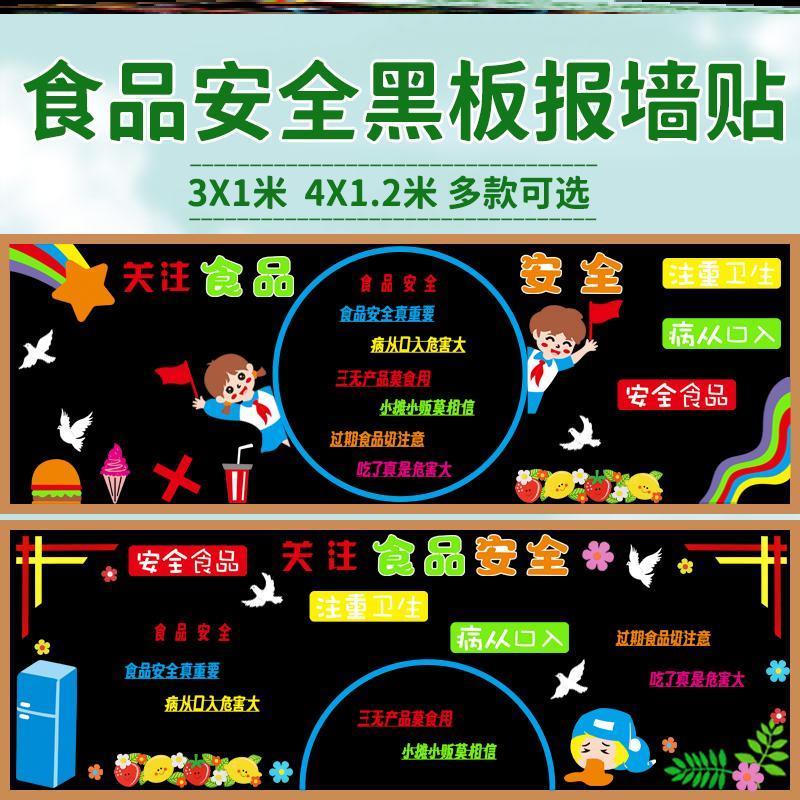 环创餐厅绿色食品中小学校饮食食品安全文化墙黑板报布置墙贴画