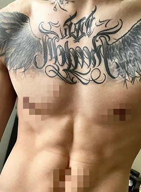 草本果汁花胸（长度31宽度14CM）（两张）翅膀男女防水持久纹身贴