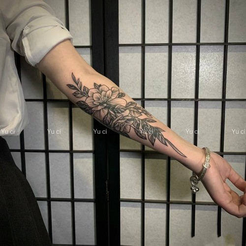 草本果汁半永久素花小清新纹身贴