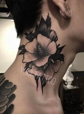 脖子刺青玫瑰果汁草本洗不掉不反光（两张）男女防水持久纹身贴