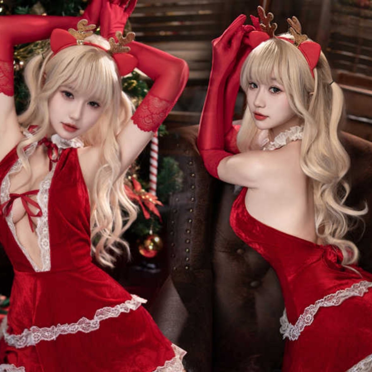 圣诞节服装氛围感穿搭丝绒抹胸红色连衣裙女秋冬套装party小礼裙,女装/女士精品,连衣裙,淘宝优惠券,粉丝福利购,淘宝优惠卷