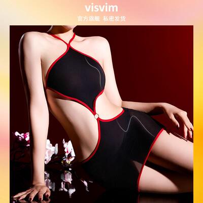 visvim5D油光丝袜超薄油亮古风性感黑丝女挂脖镂空诱惑连体包臀裙