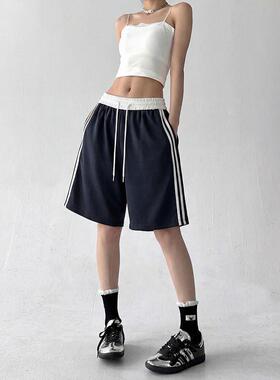 美式慵懒风情侣装短裤男oversize夏季时尚百搭运动休闲大码直筒裤