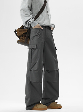 GDWE秋冬美式宽松速干伞兵裤男款多口袋工装直筒百搭男生休闲长裤