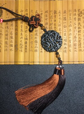 墨绿玉双龙双面镂空玉佩古风复古cos古装道具汉服腰佩腰挂流苏配