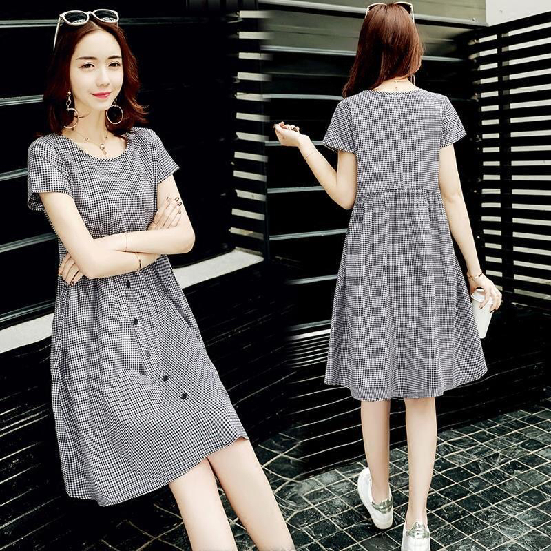 格子无袖连衣裙子女夏2025新款今年流行爆款气质收腰法式长裙春秋