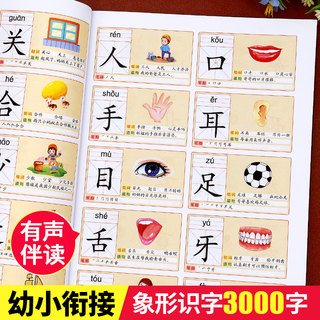 幼儿识字启蒙3000字学前儿童认字书有声伴读幼儿园宝宝看图识字大王3—6岁早教绘本学认识1200字象形识字卡片神器幼小衔接升一年级