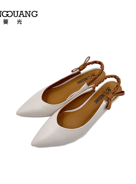 菱光女鞋2023夏季新款法式尖头包头细跟优雅后空凉鞋F235HX6393