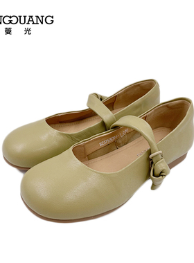 菱光玛丽珍平底圆头小单鞋女春季新款真皮女鞋小羊皮B237H3091