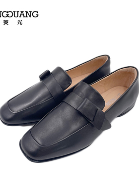 菱光乐福鞋女小皮鞋英伦通勤羊皮豆豆鞋真皮柔软单鞋B238HF926