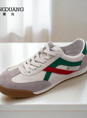 菱光男鞋2024秋季新款轻便真皮运动休闲鞋男士小白鞋A43KT210