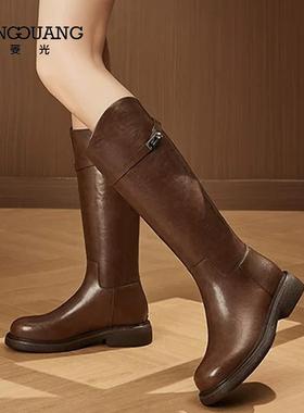 菱光骑士靴高个子长筒靴女2024新款秋冬女鞋英伦风高筒靴N43LN215