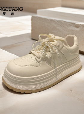 菱光软底不累脚小白鞋女款2025新款超好看厚底B53K8001