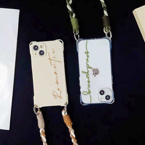 编织挂绳斜跨四角开孔透明壳定制