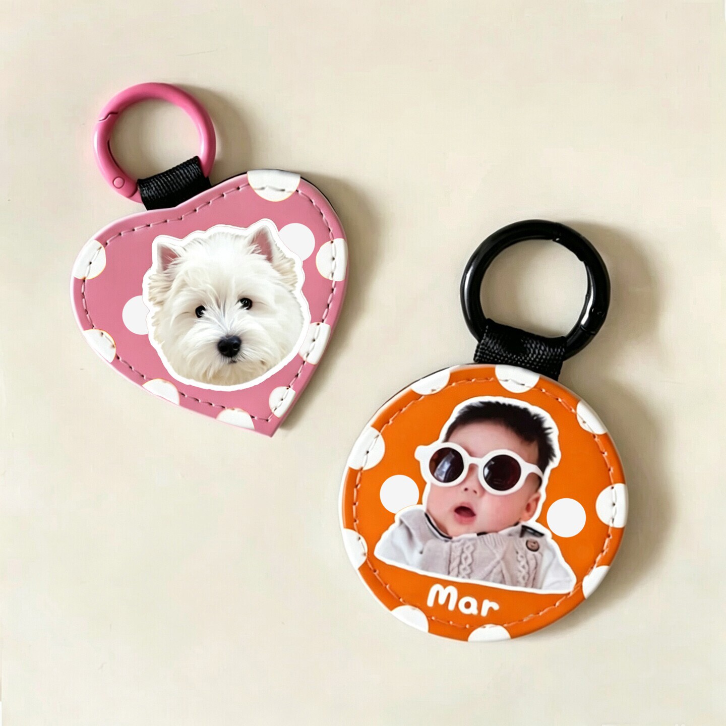 宠物猫狗宝宝照片定制钥匙扣皮革图片