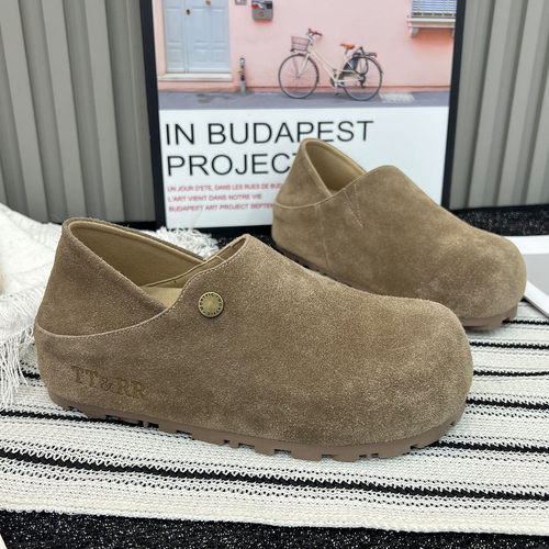 真皮厚底内增高勃肯鞋女复古单鞋