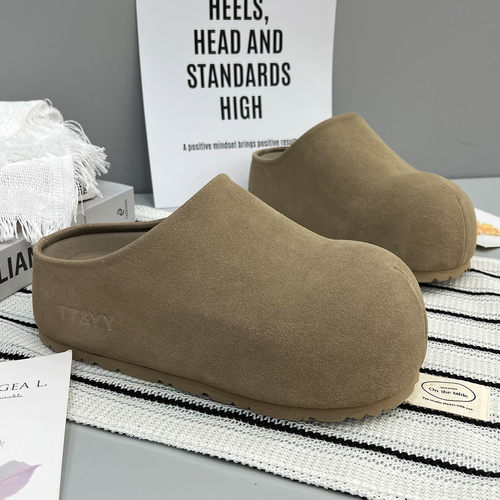 真皮厚底勃肯鞋卡皮巴拉包头拖鞋