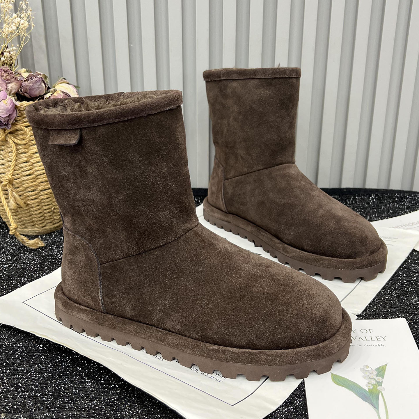 加绒保暖真皮厚底雪地靴加厚