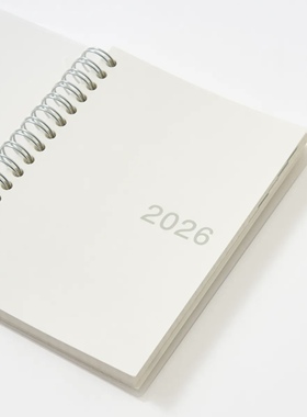 日本MUJI无印良品2026新年款封面线圈款横式月周记事本日程本白色