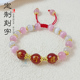 定制可刻字红玛瑙带名字珠子手链百家姓民族风编织猫眼石手串礼物